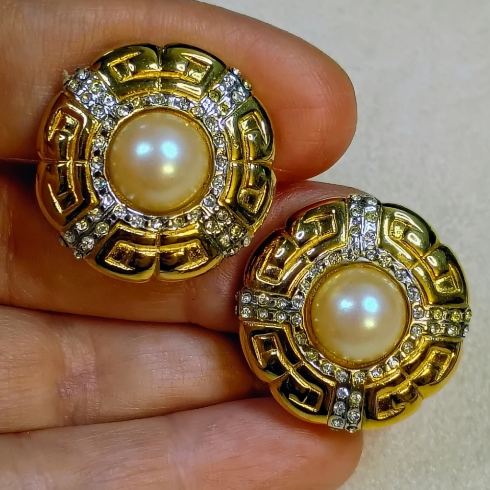 SOLD Givenchy Vintage Crystal 4G Logo Clip-on Earrings